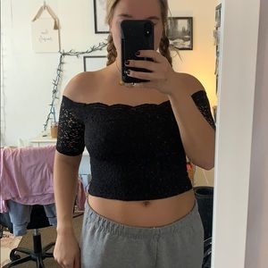 Over the shoulder crop top